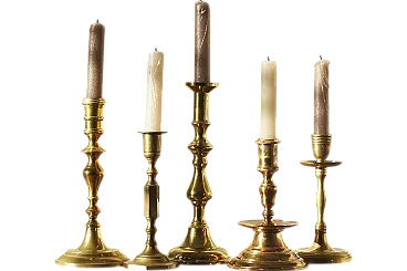 5 Brass candleholders, 1960s