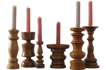 6 Wooden candleholders, late 20th century