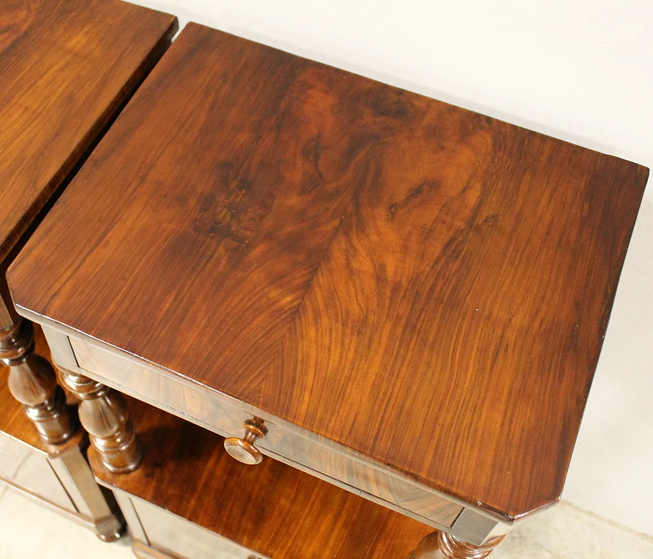 Pair of Louis Philippe bedside tables in walnut, 19th century 8