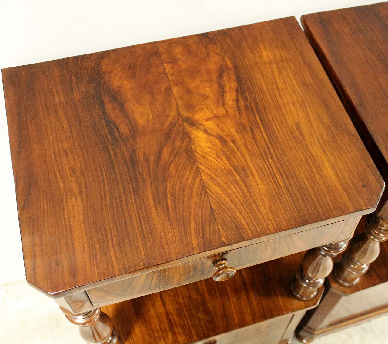 Pair of Louis Philippe bedside tables in walnut, 19th century 9