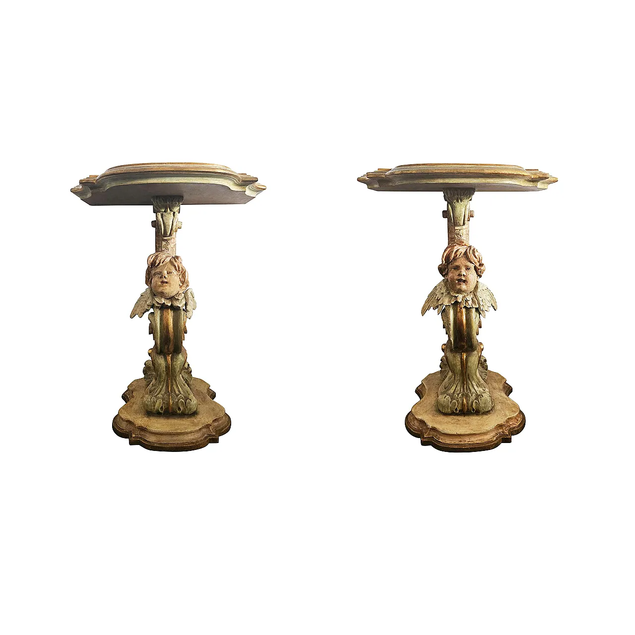 Pair of small consoles with Putti, 19th century 18