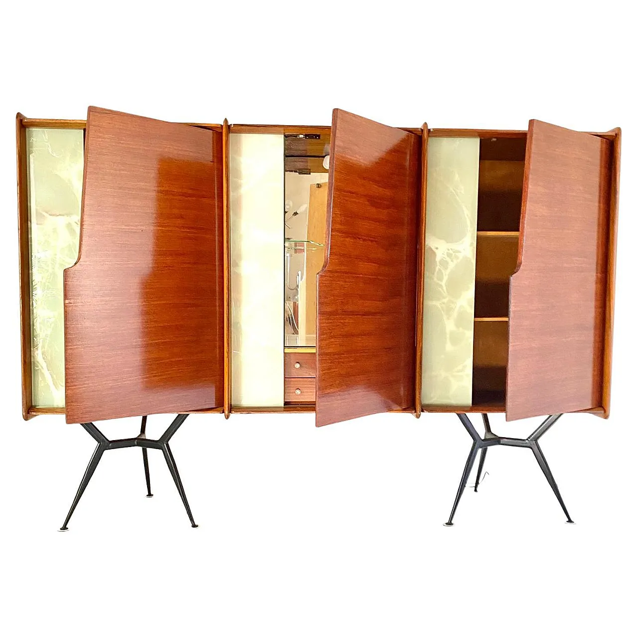 Sideboard in rosewood and marbled glass from the 1960s 3