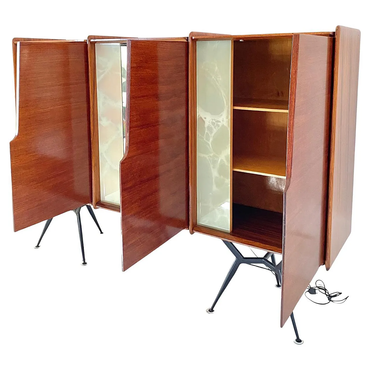 Sideboard in rosewood and marbled glass from the 1960s 4