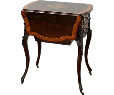 Napoleon III work table in fine exotic woods, '800