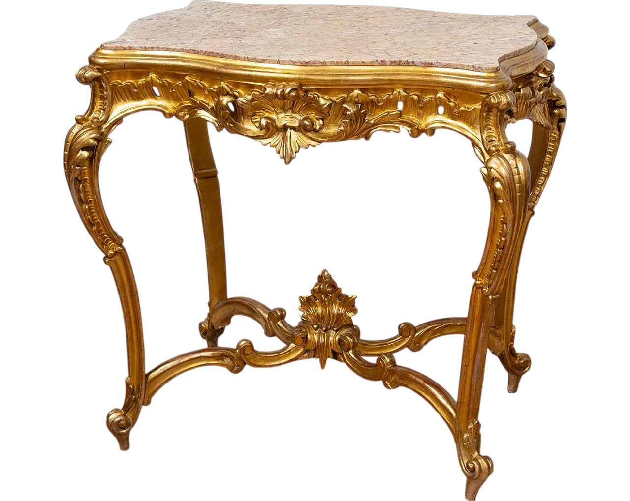 Louis Philippe Neapolitan coffee table in gilded and carved wood, '800 8