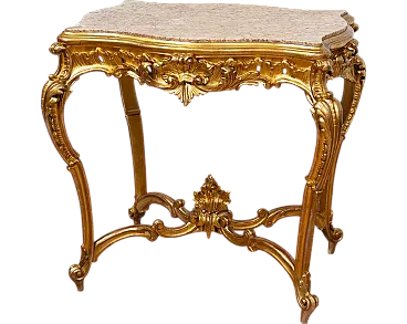 Louis Philippe Neapolitan coffee table in gilded and carved wood, '800