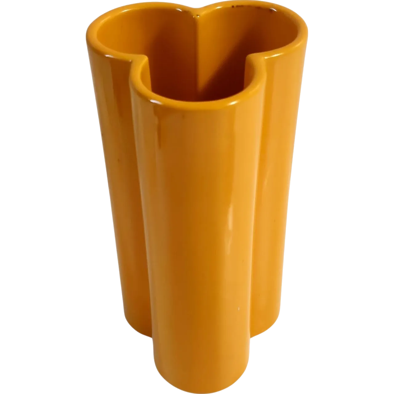 Postmodern orange yellow Glazed ceramic vase, 70s 10