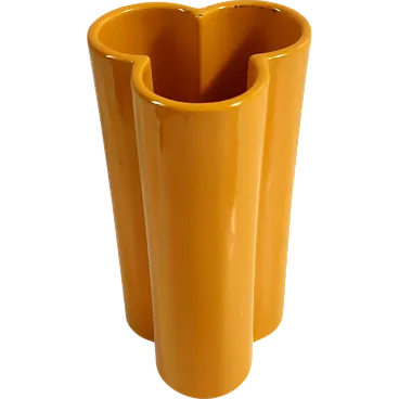 Postmodern orange yellow Glazed ceramic vase, 70s