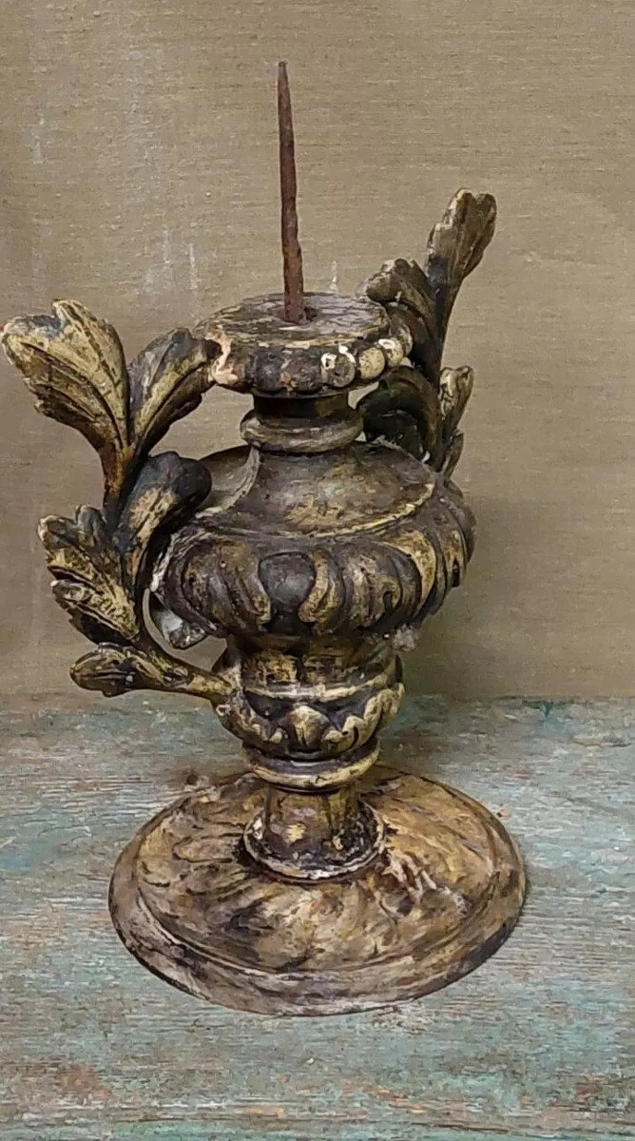 Carved wooden candlestick, 18th century 3