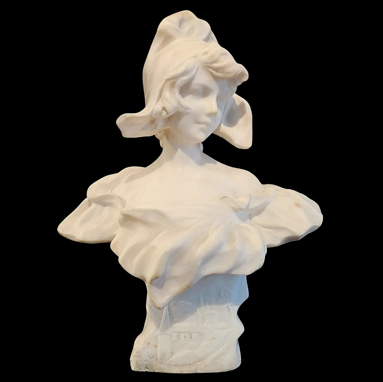 Jean Louis Gregoire, Bust of a girl, alabaster scupture, 19th century 1