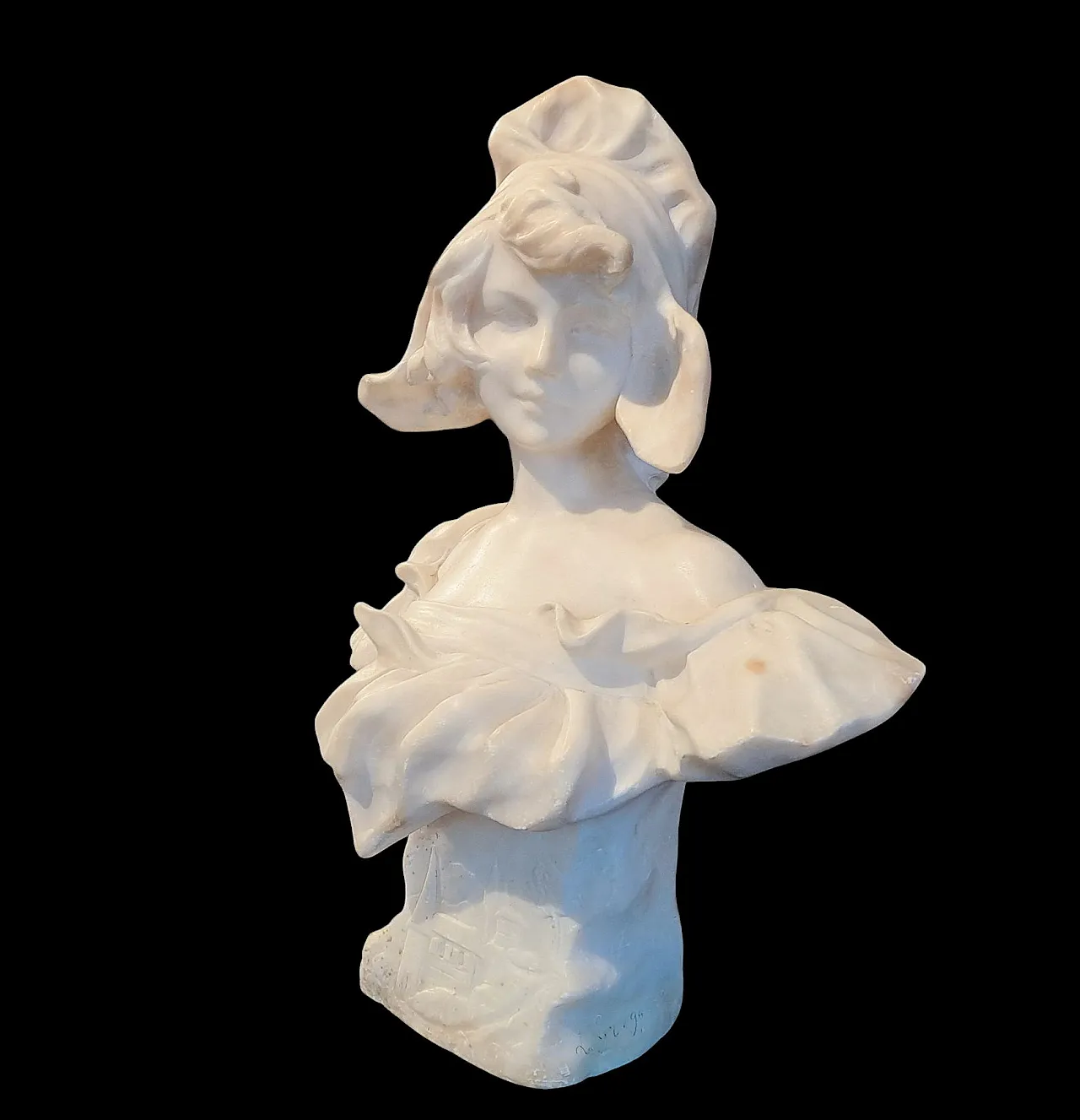 Jean Louis Gregoire, Bust of a girl, alabaster scupture, 19th century 2