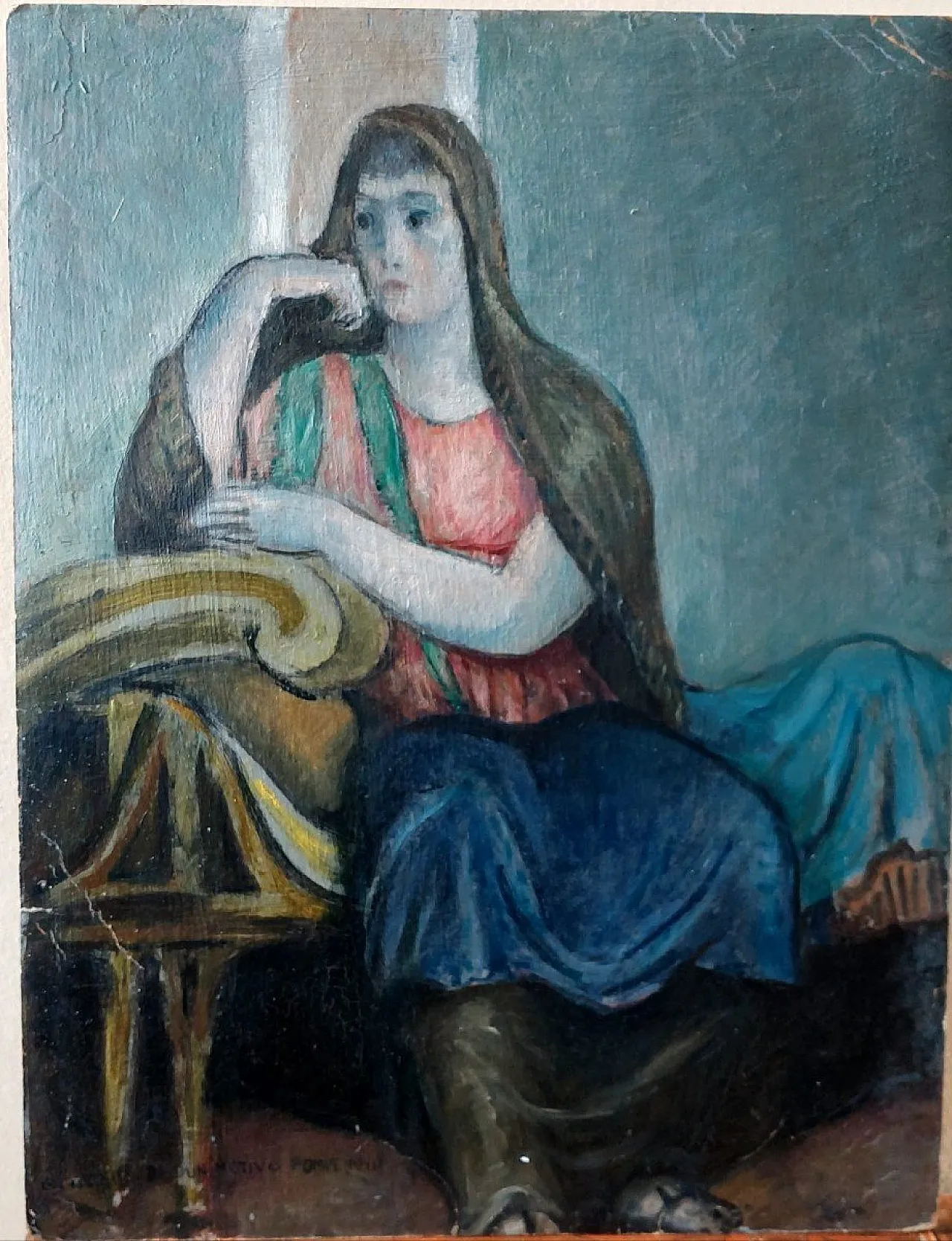 Portrait of a Woman and Pompeian Scene by G. Costetti, 20th century 2