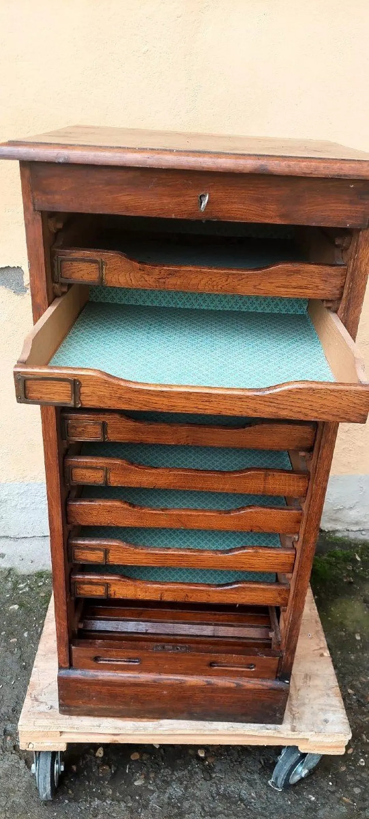 Folder cabinet with solid oak shutter, early 20th century 4