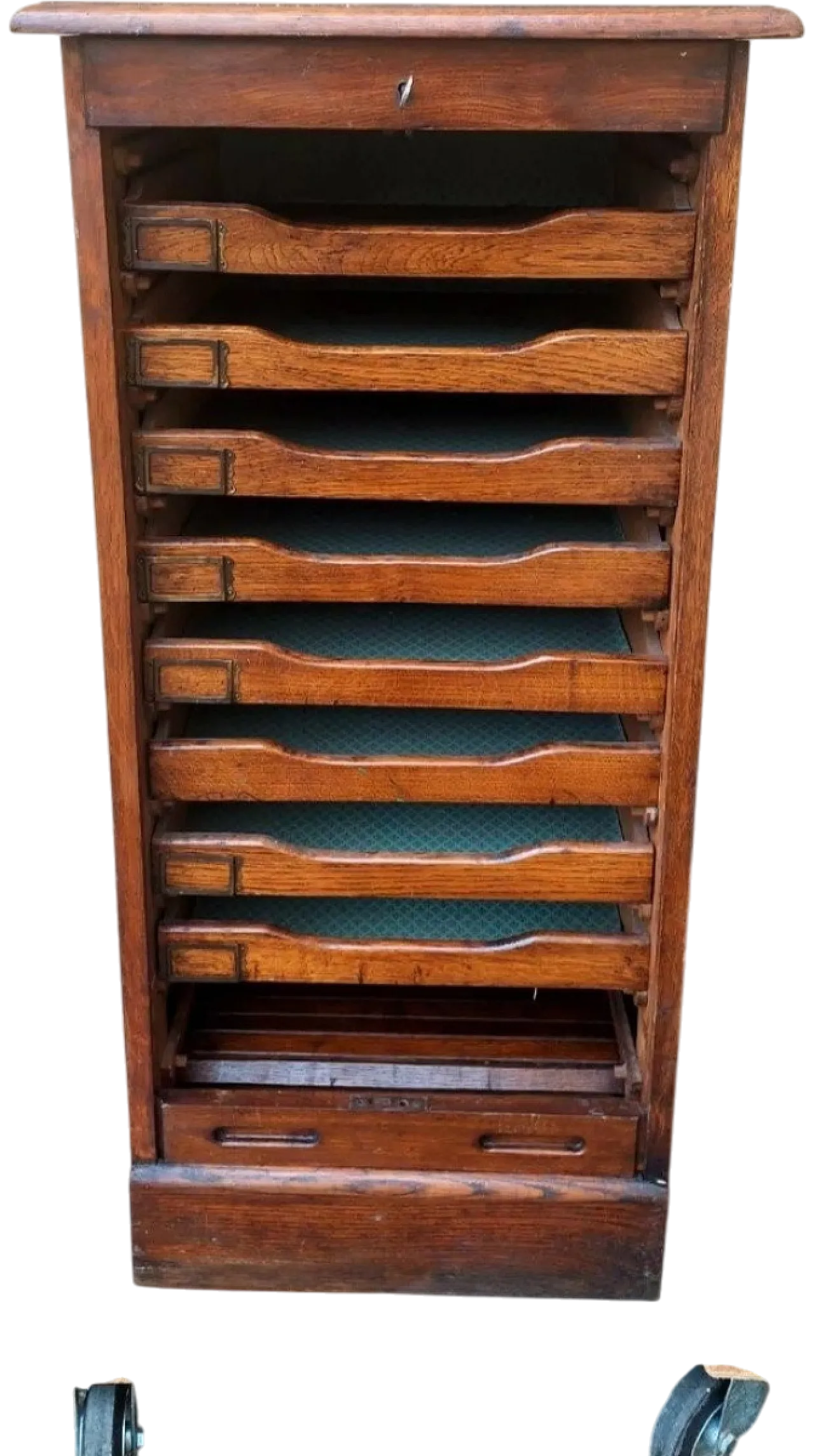 Folder cabinet with solid oak shutter, early 20th century 9