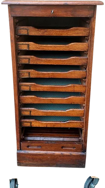 Folder cabinet with solid oak shutter, early 20th century