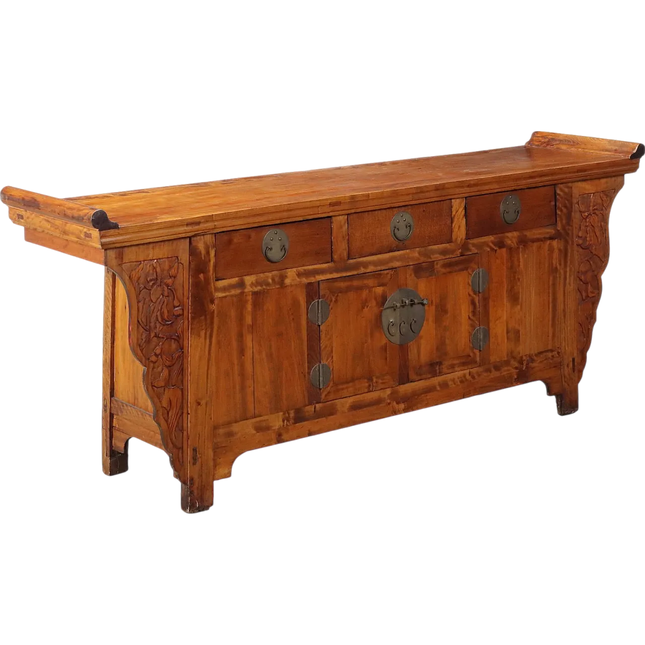 Credenza cinese in teak con ante e cassetti, '900 11