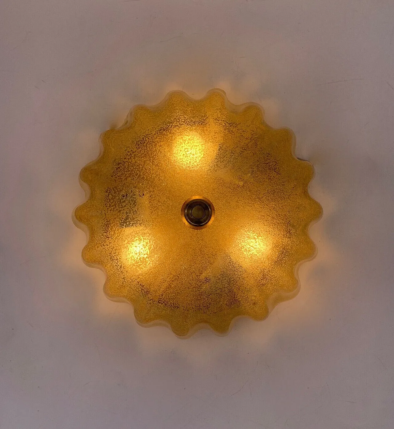 Hand-worked glass ceiling lamp attributed to Seguso, 1960s 2