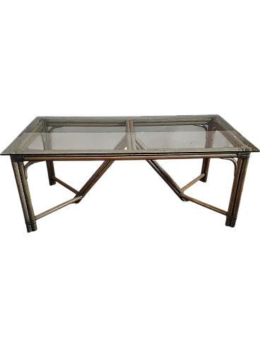 Bamboo and glass dining table, 70s