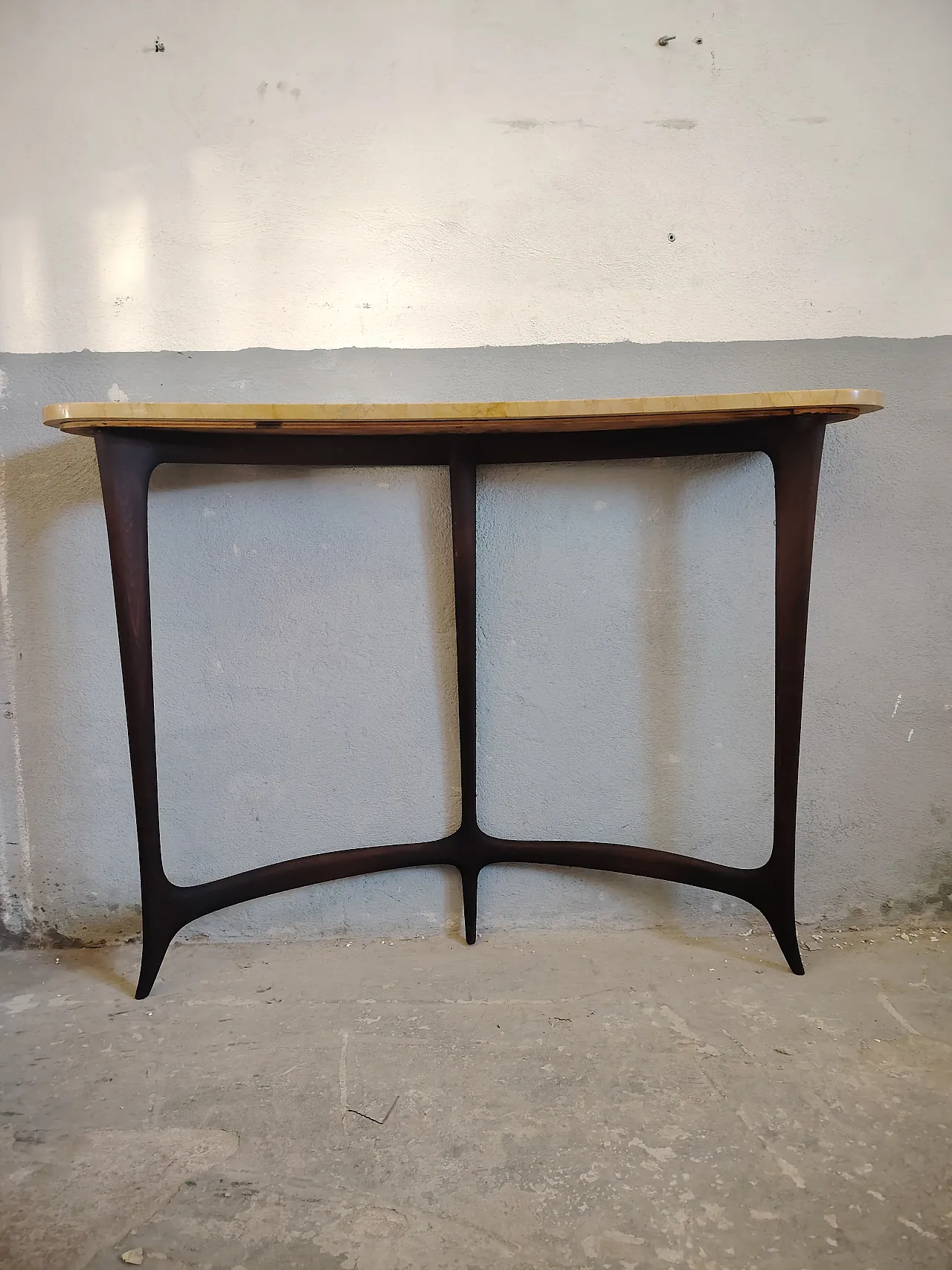 Wood and marble console table by Ezio Minotti, 50s 1