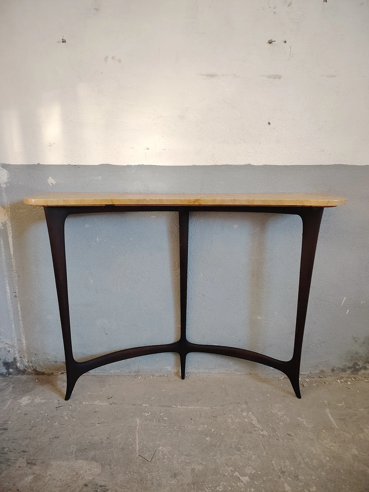 Wood and marble console table by Ezio Minotti, 50s 2