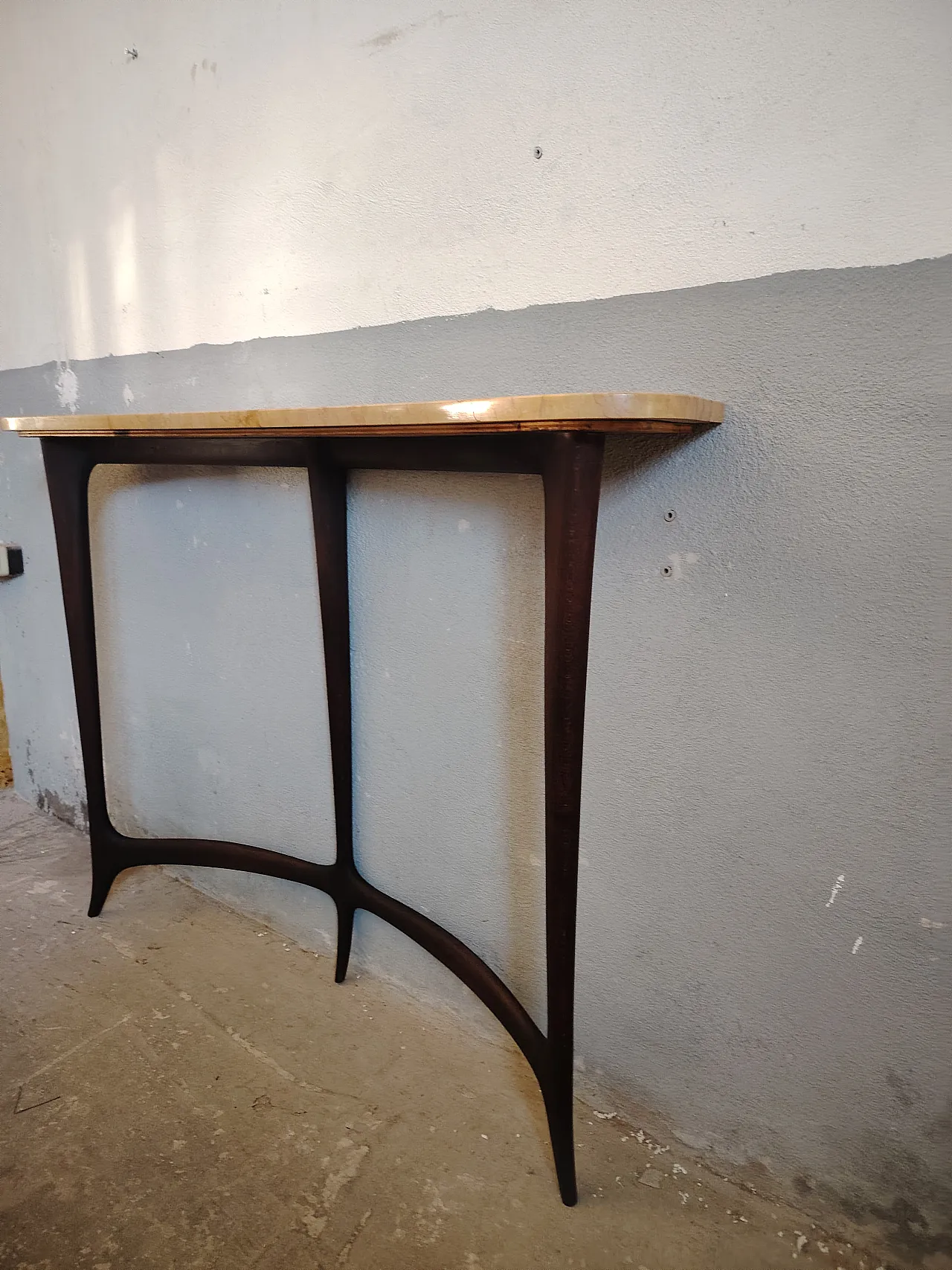 Wood and marble console table by Ezio Minotti, 50s 3