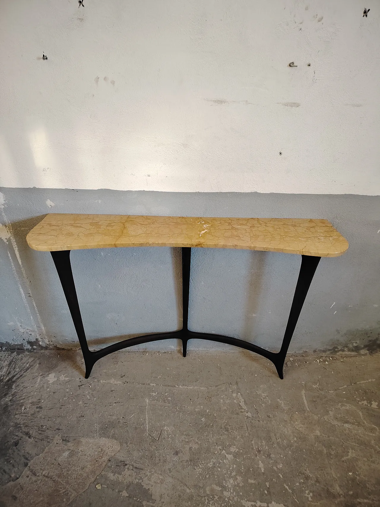 Wood and marble console table by Ezio Minotti, 50s 7