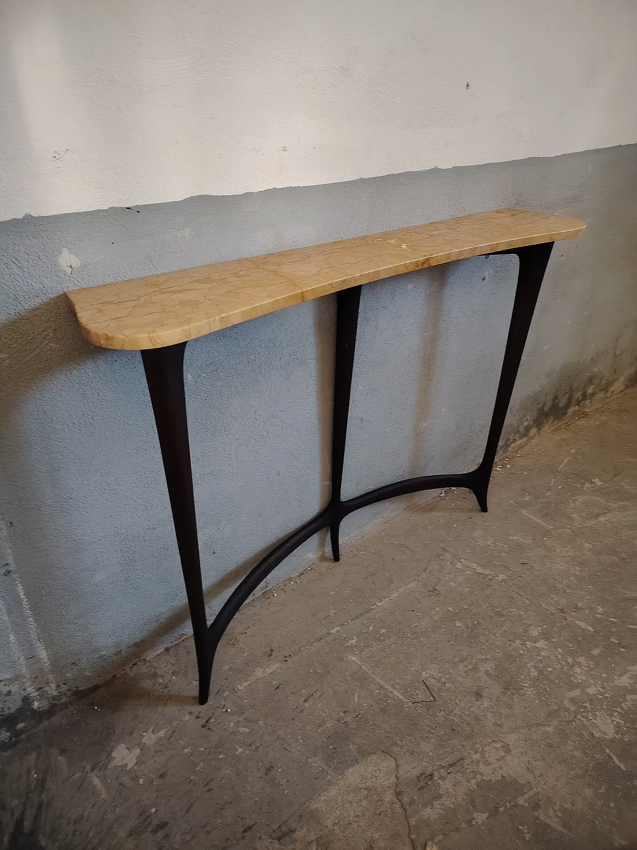 Wood and marble console table by Ezio Minotti, 50s 12