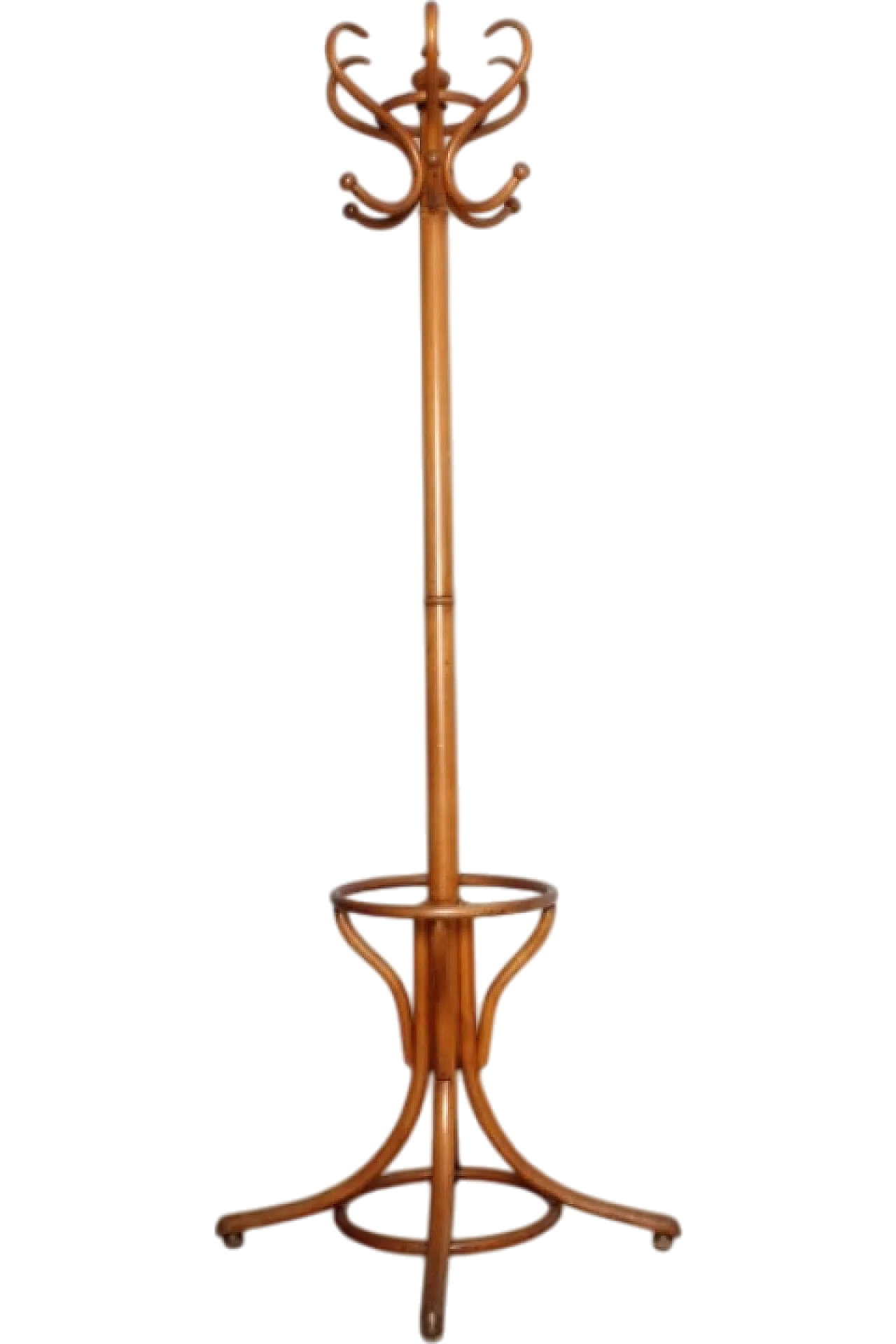 Thonet-style coat rack in curved beech, 1940s 12