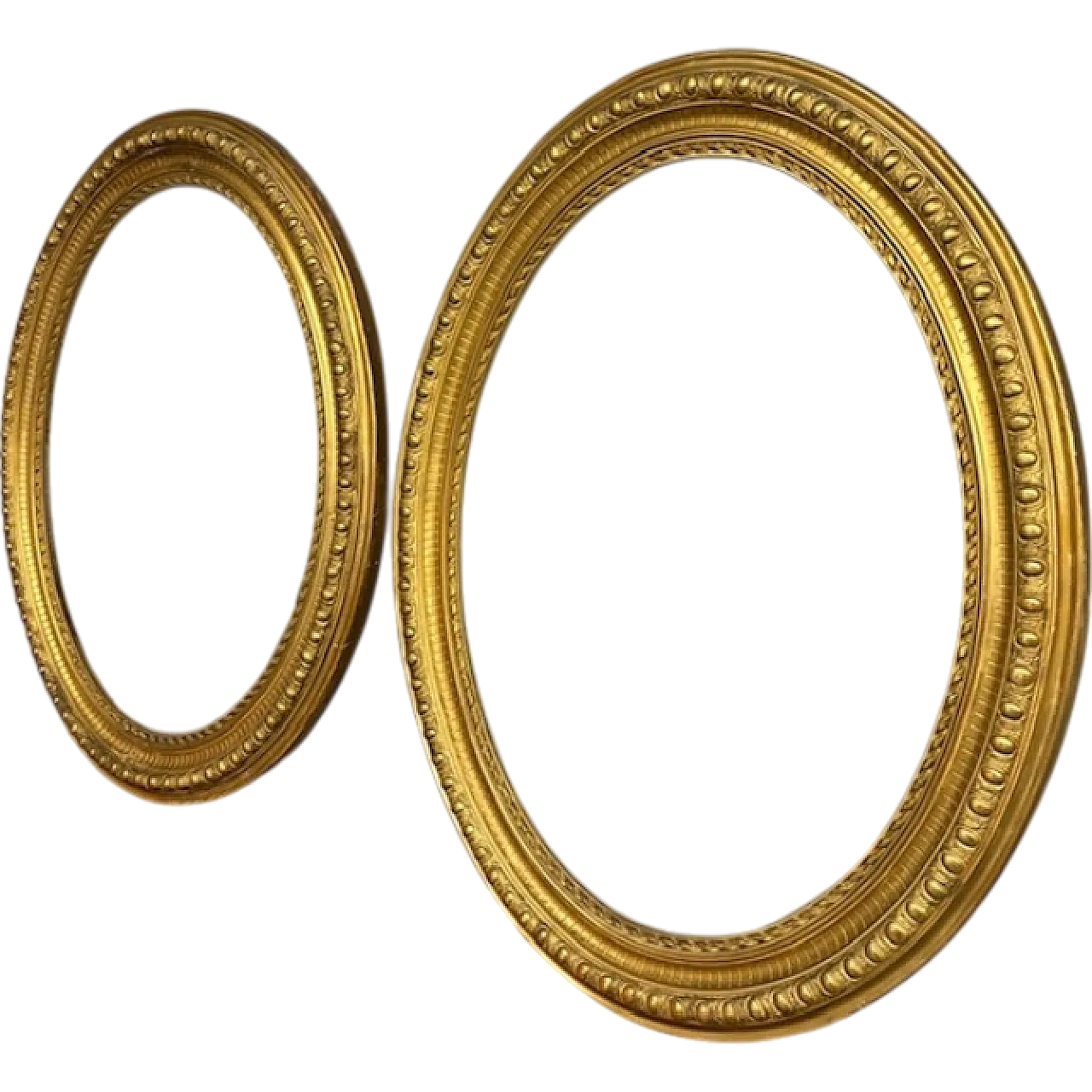 Pair of gold-leaf gilded oval beveled frames, 19th century 11