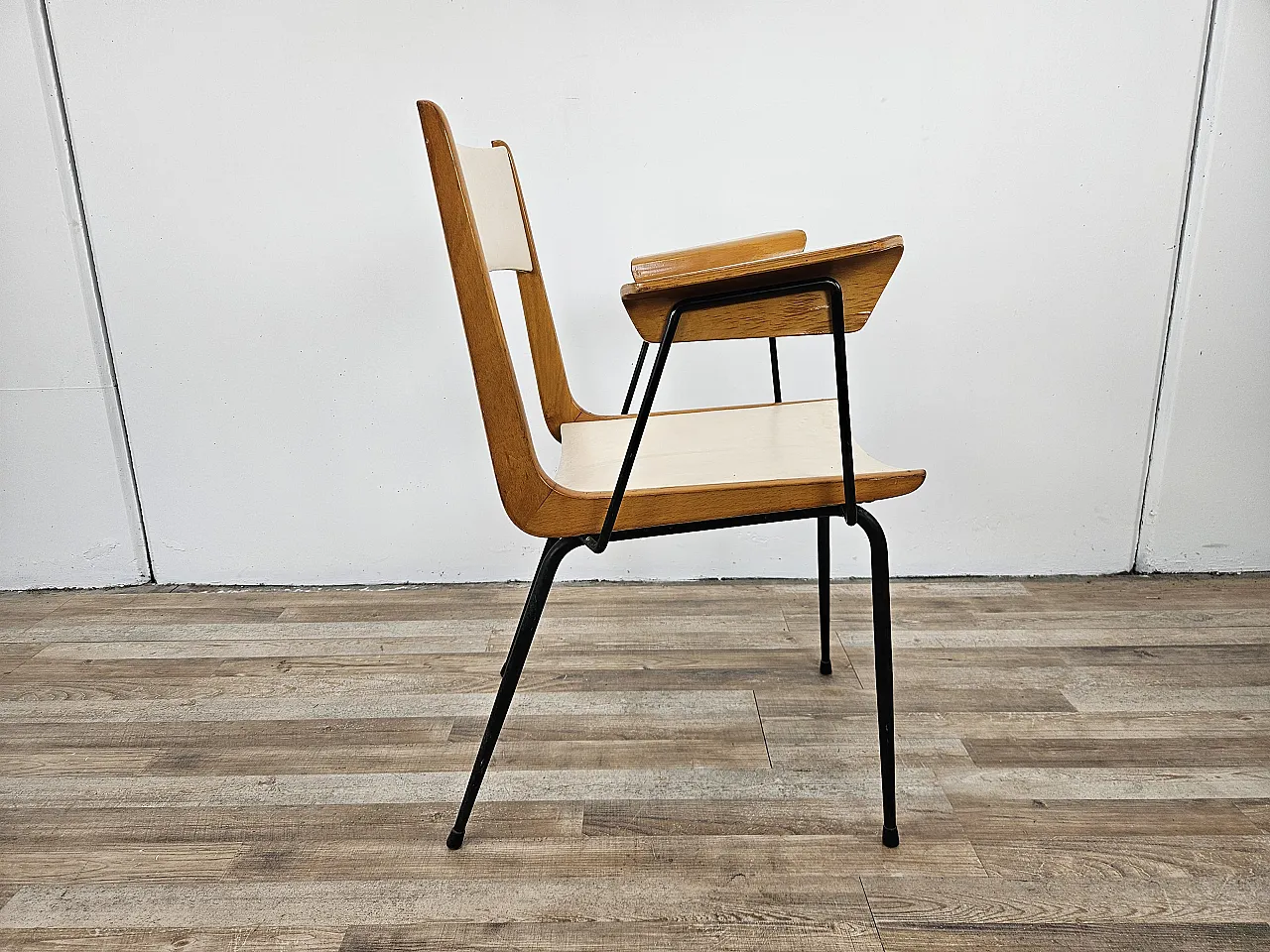 Boomerang chair by Carlo De Carli white seat, 1950s 3