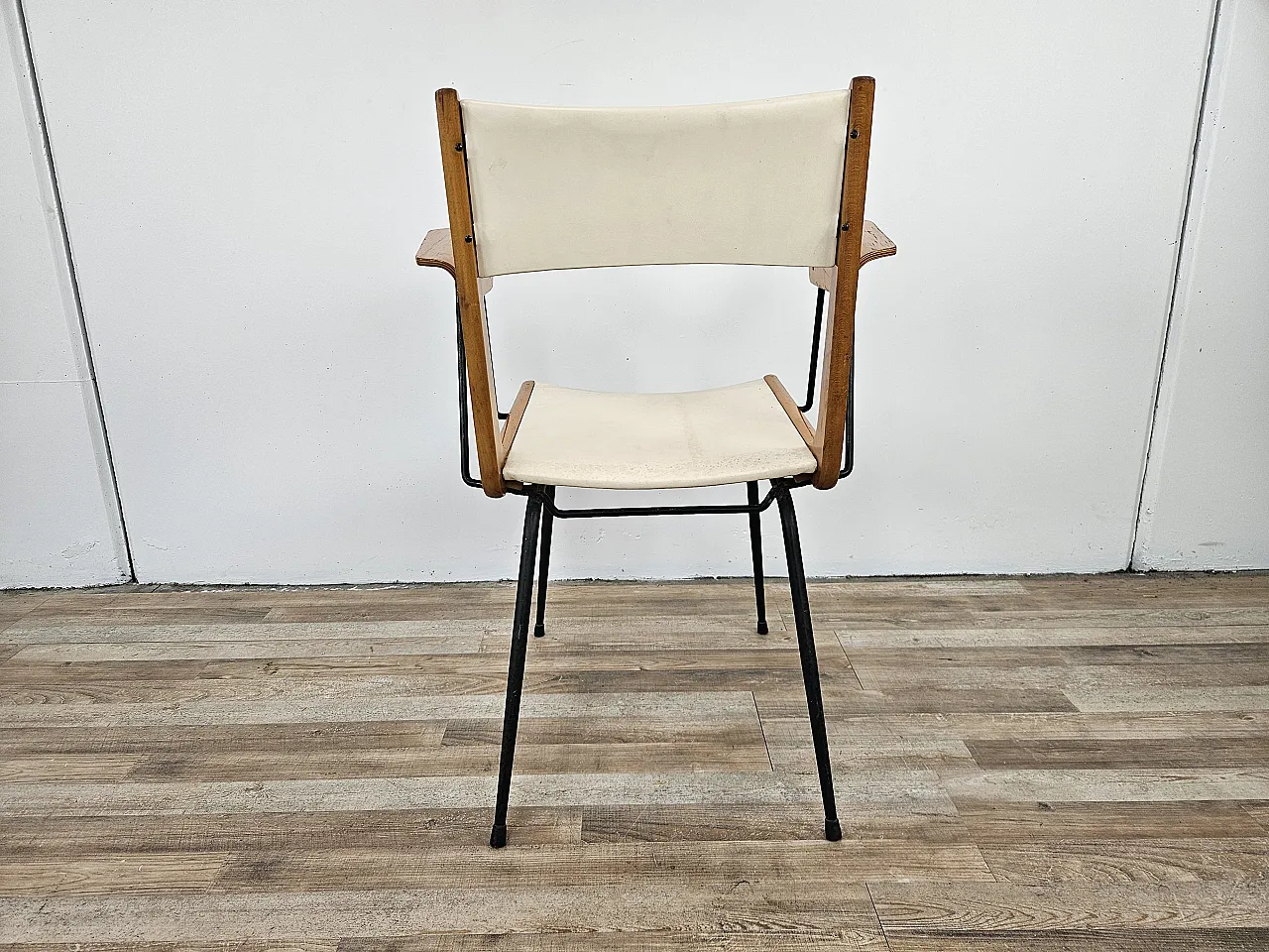 Boomerang chair by Carlo De Carli white seat, 1950s 4