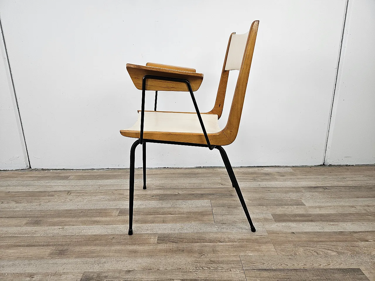 Boomerang chair by Carlo De Carli white seat, 1950s 5