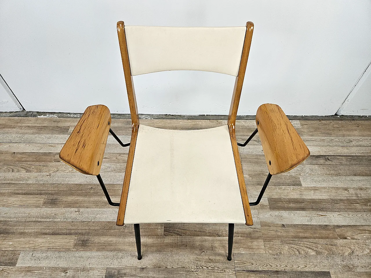 Boomerang chair by Carlo De Carli white seat, 1950s 7