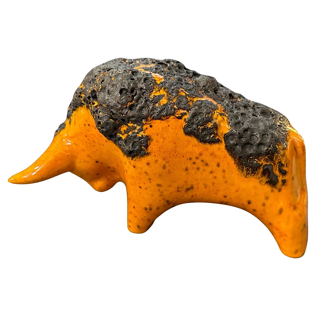 Orange and black lava ceramic torus by Otto Keramik, 1990s 1