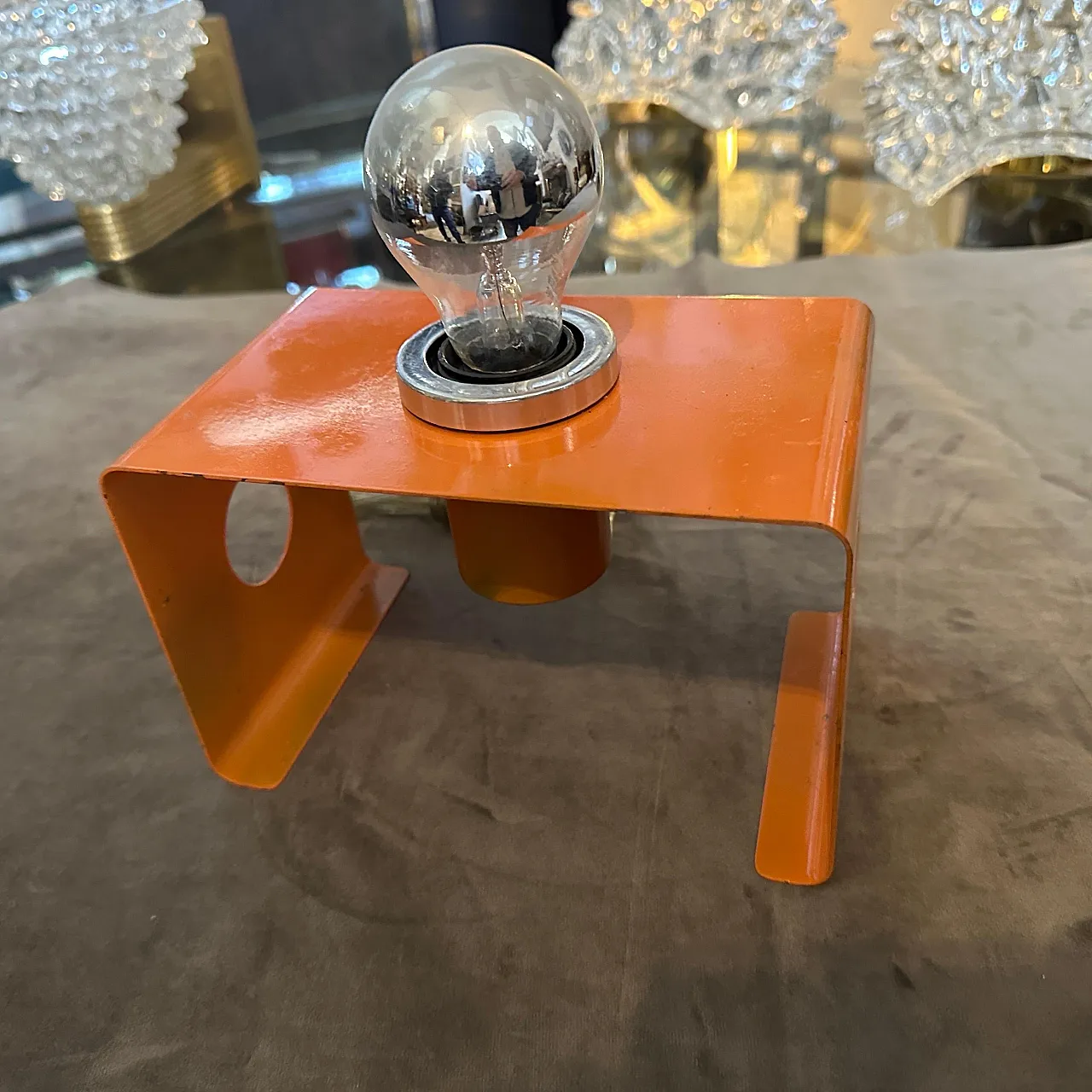 Orange-painted metal table lamp, 1970s 2