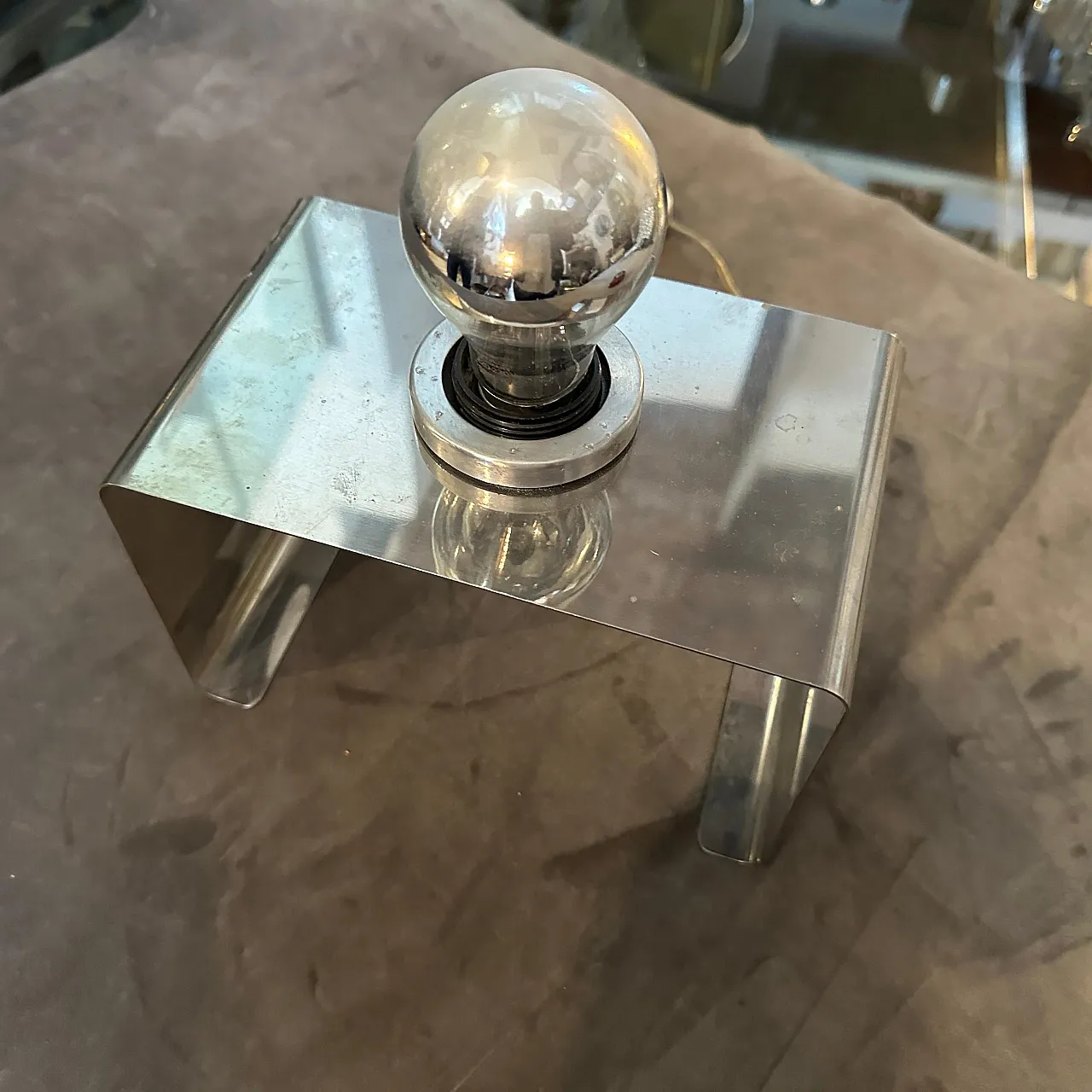 Rectangular chromed metal table lamp, 1970s 7