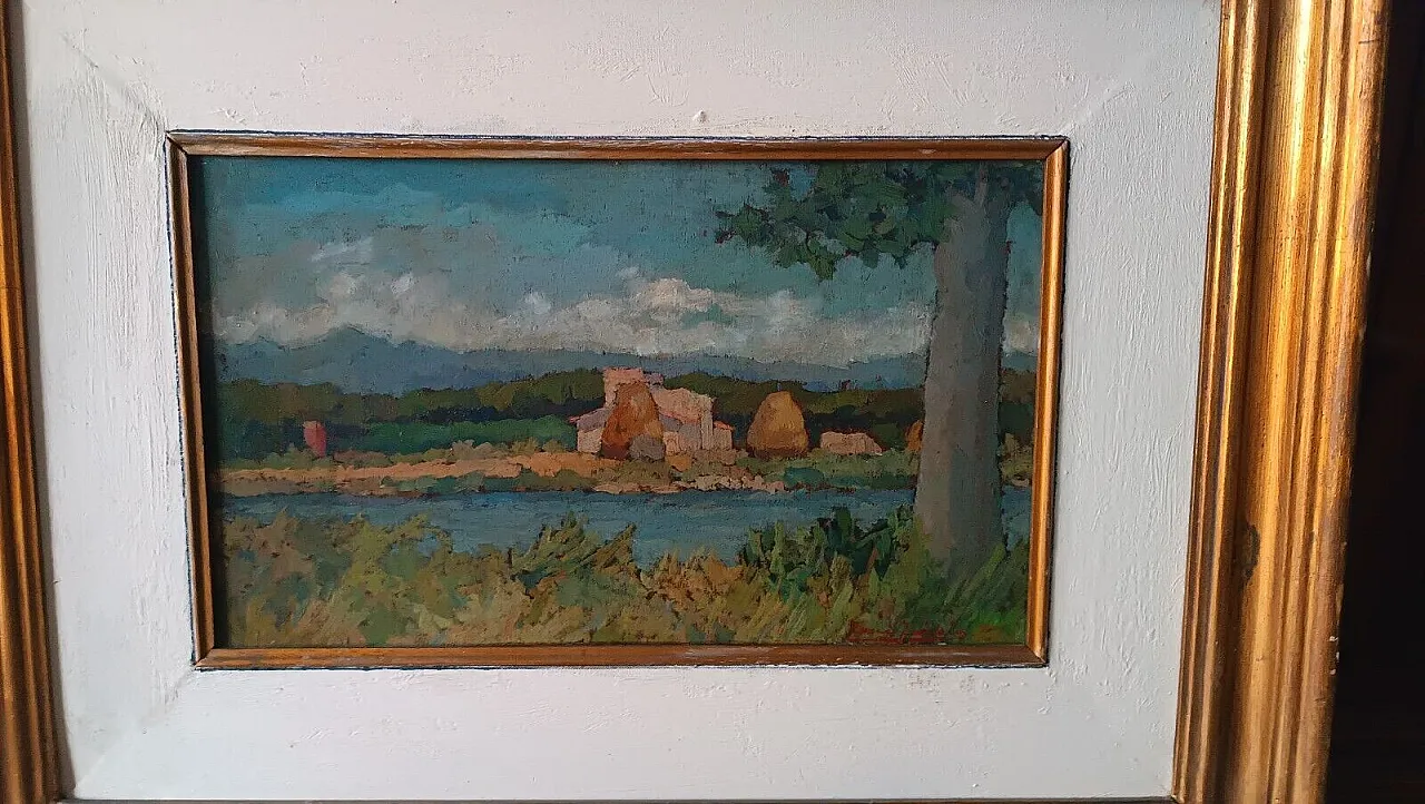 Arnaccio Landscape by Ferruccio Rosini, oil on panel, 1950s 3