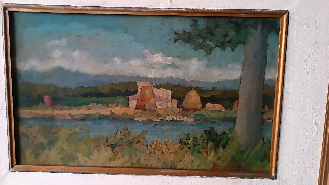 Arnaccio Landscape by Ferruccio Rosini, oil on panel, 1950s 4