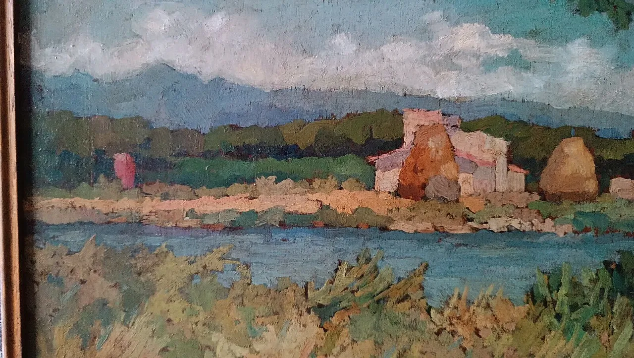 Arnaccio Landscape by Ferruccio Rosini, oil on panel, 1950s 5