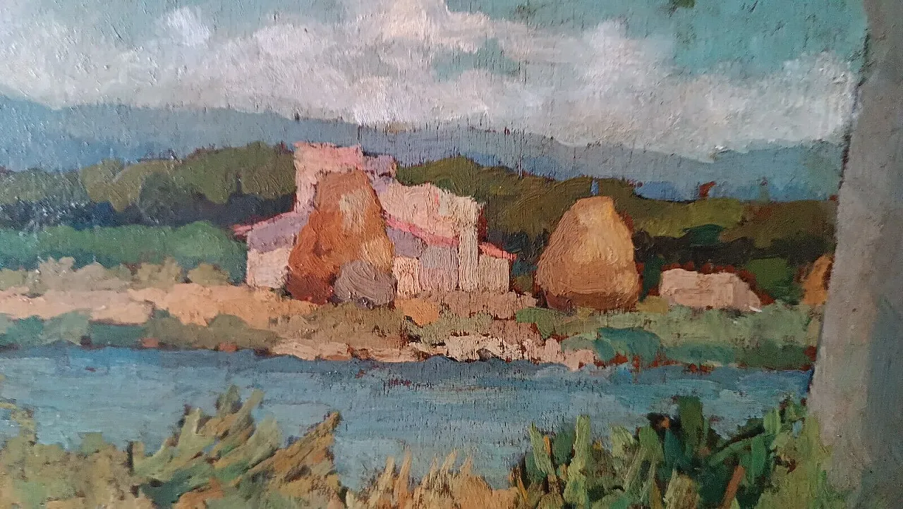 Arnaccio Landscape by Ferruccio Rosini, oil on panel, 1950s 6