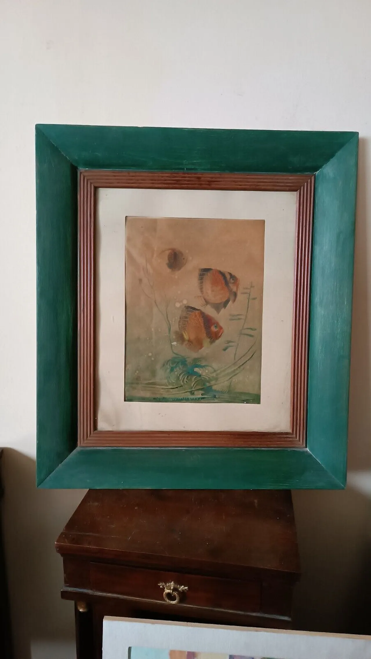 Fish by Silvio Polloni, mixed technical painting, 1920s 2