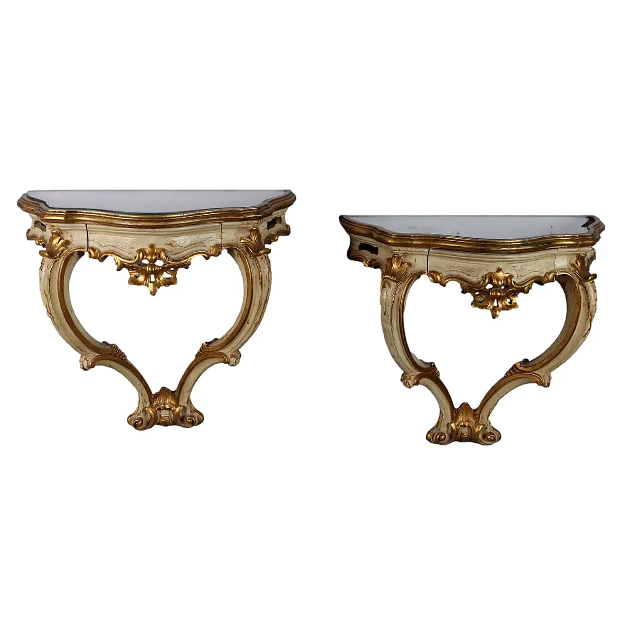 Pair of Rococo style consoles, 20th century 1