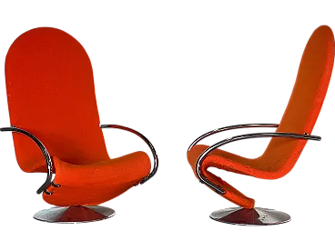 Coppia di poltrone girevoli serie 1 2 3 di Verner Panton, anni '70