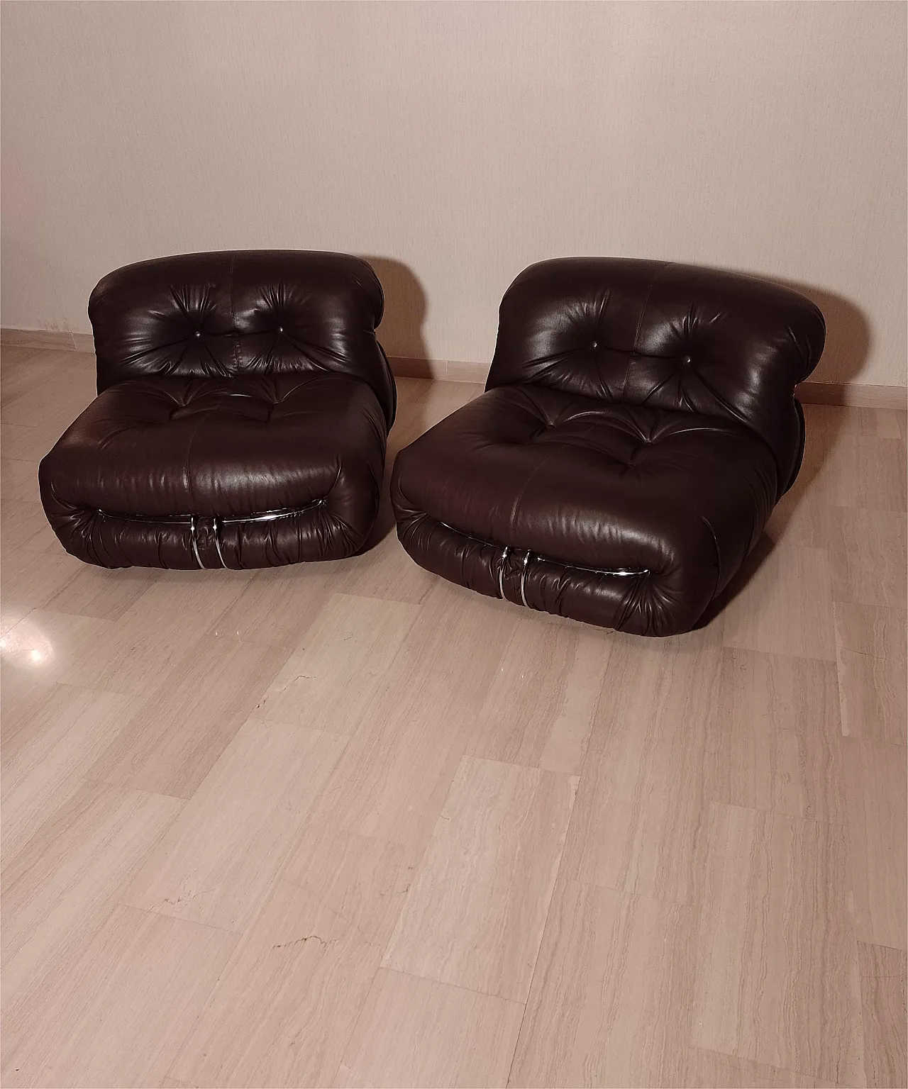 Soriana sofa and 2 armchairs, 1 pouff, 70s 18