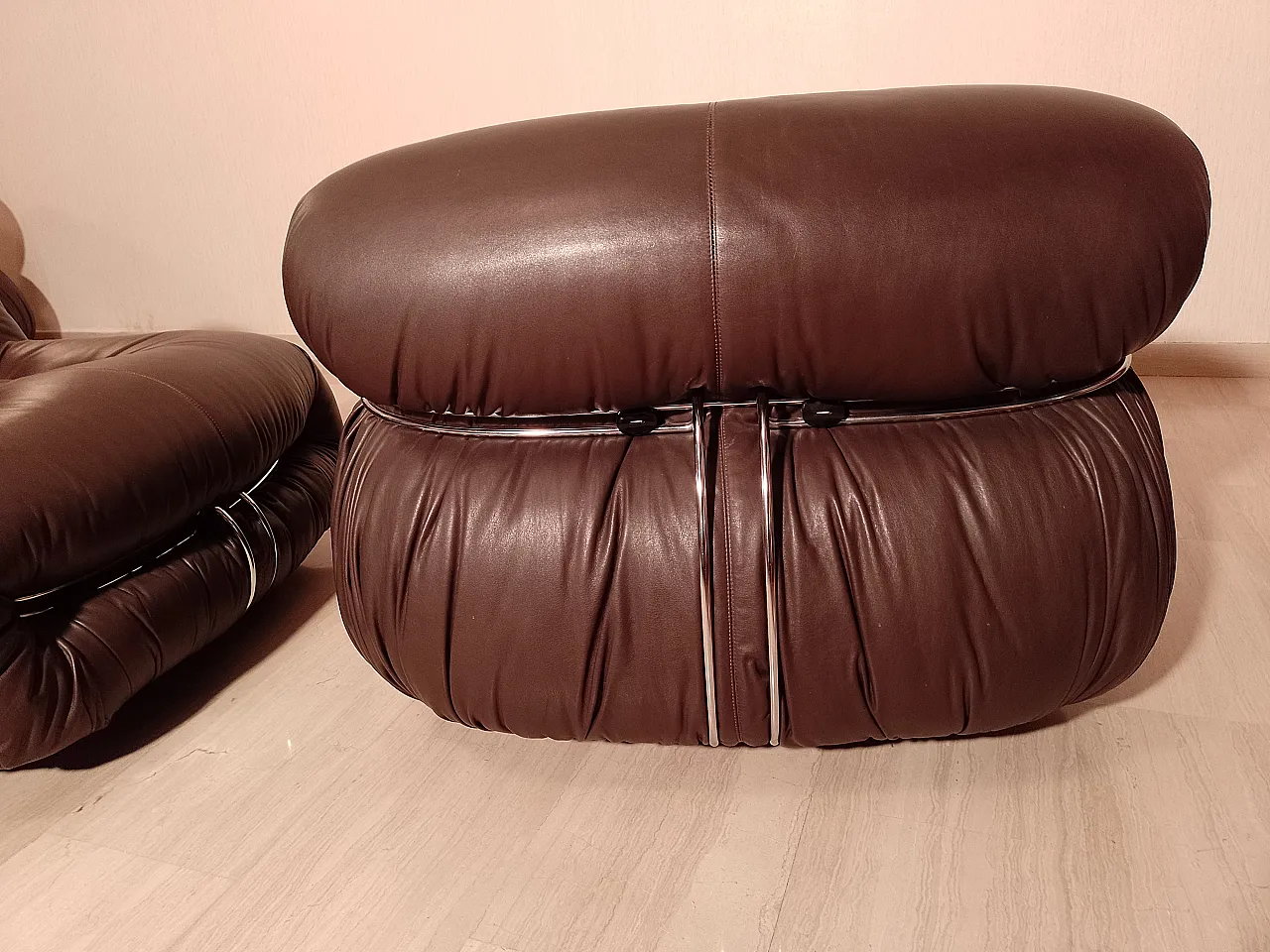 Soriana sofa and 2 armchairs, 1 pouff, 70s 24