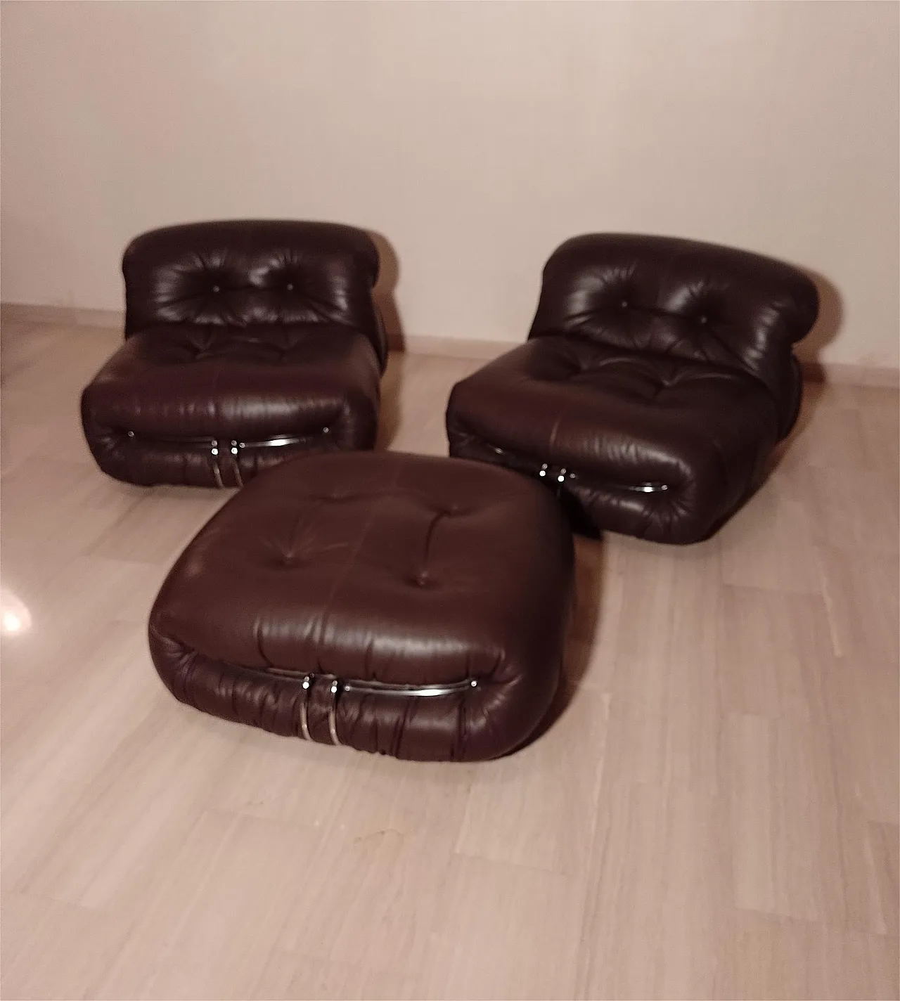 Soriana sofa and 2 armchairs, 1 pouff, 70s 26