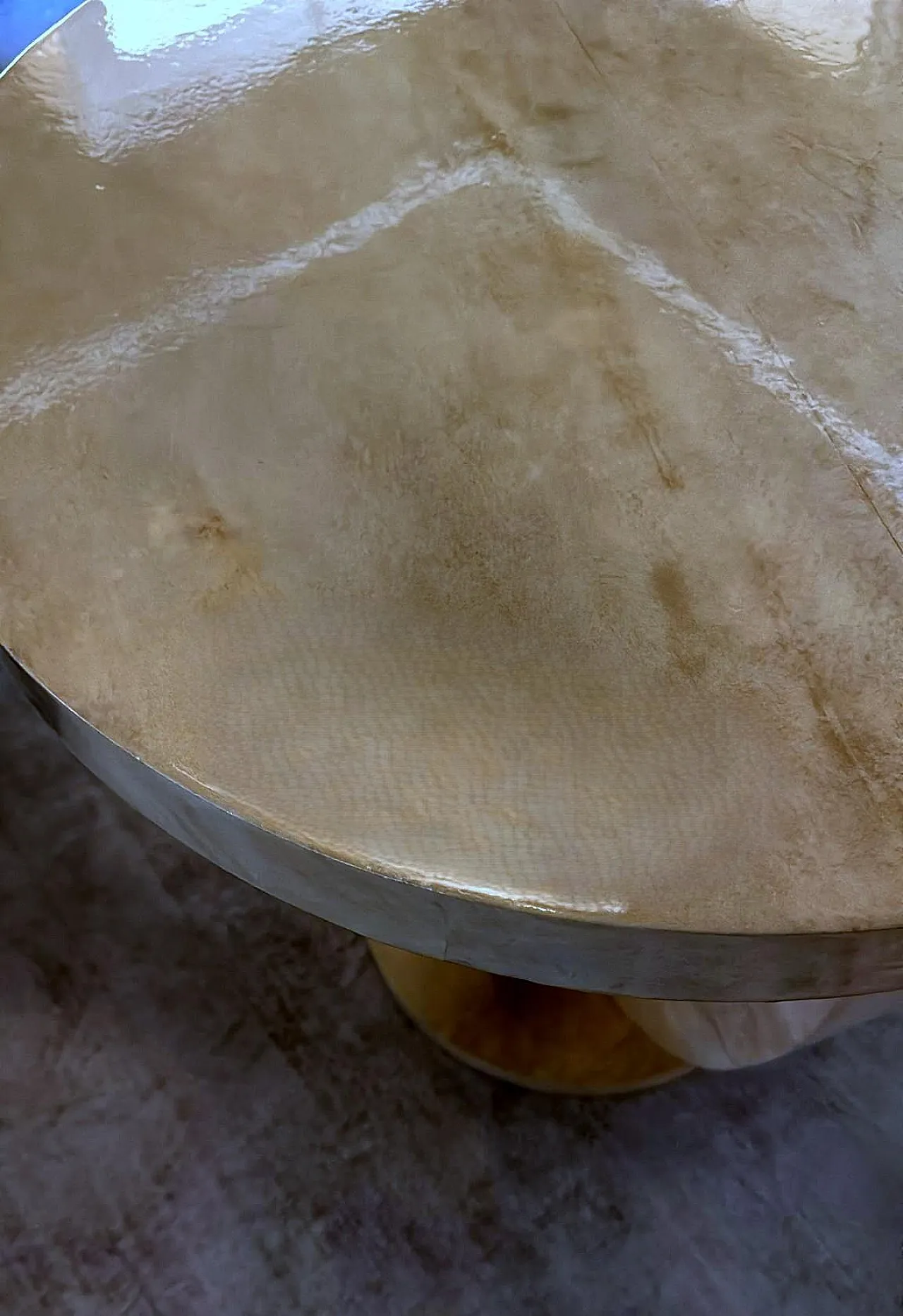 Pair of Art Deco tables covered in parchment, 1980s 16