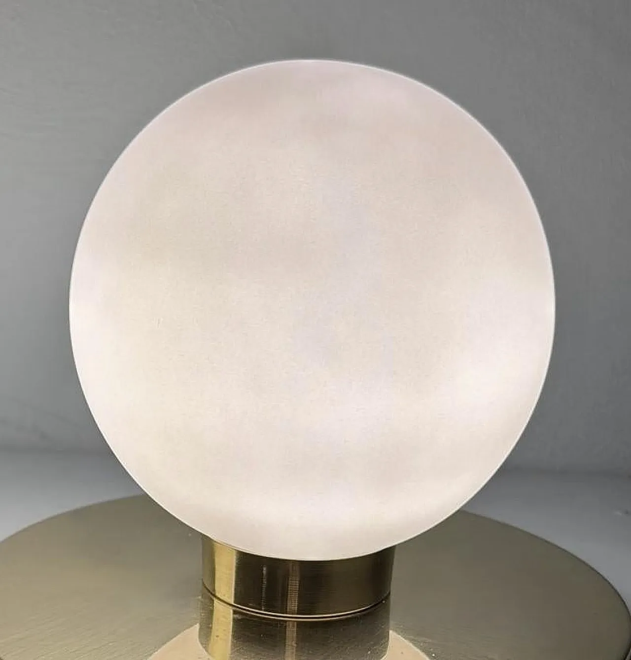 Pair of brass and opaline glass table lamps, 1980s 12