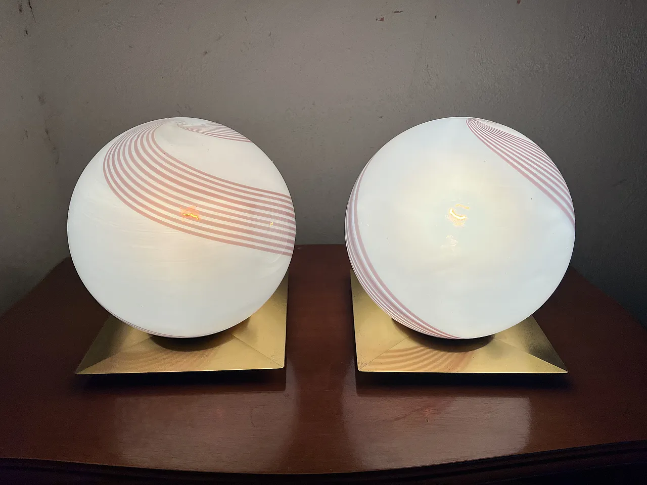 Pair of Swirl table lamp, 70s 1