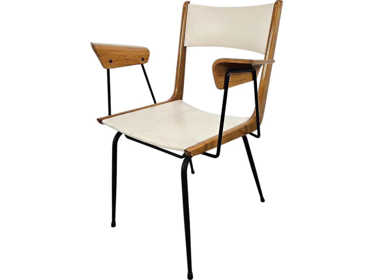 Boomerang chair by Carlo De Carli white seat, 1950s 14